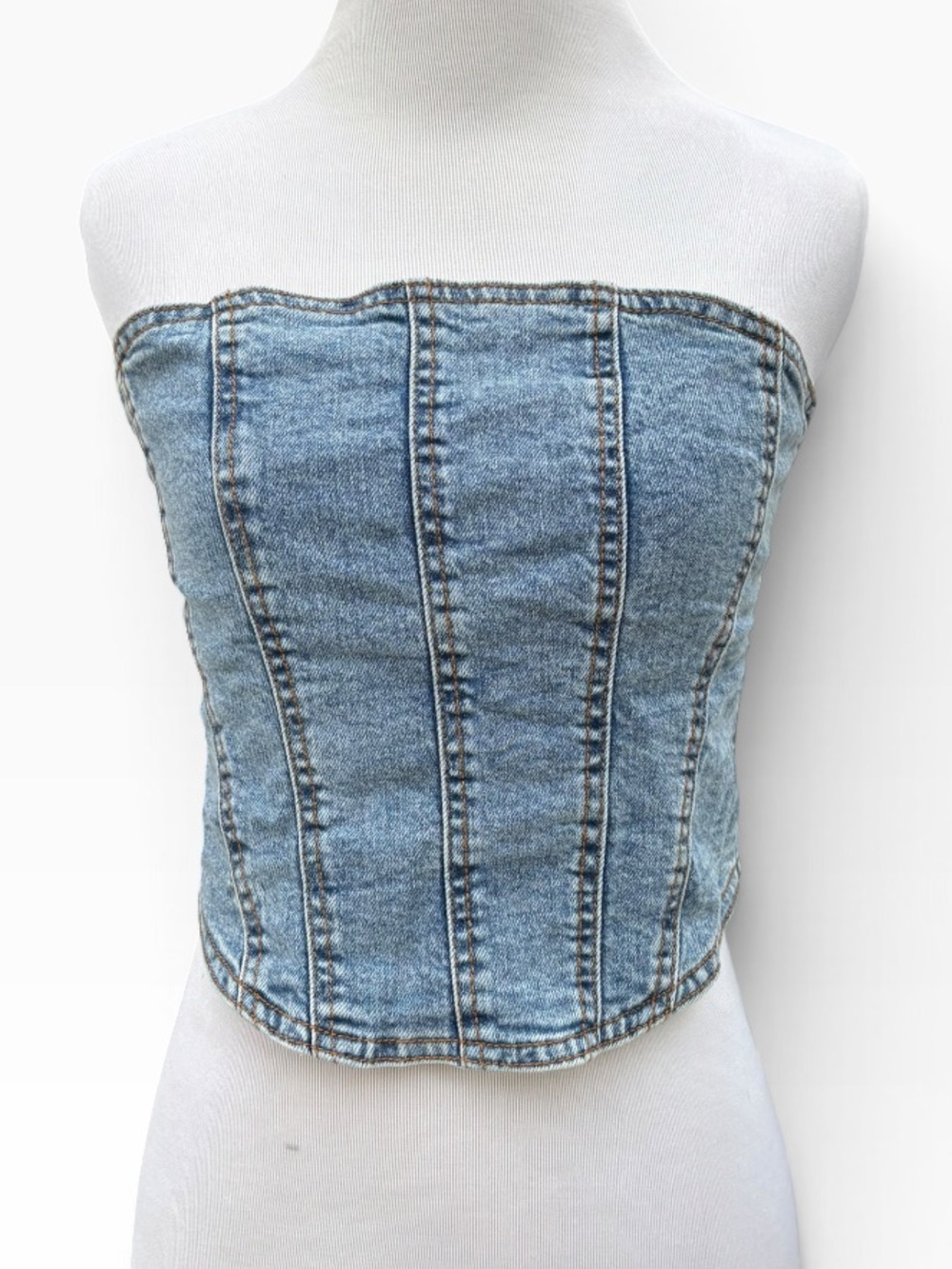 Ardene Light Blue Denim Strapless Corset Camisole